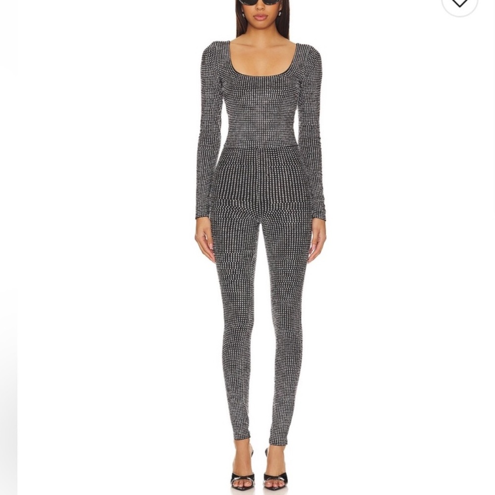 Good American Crystal Rhinestone long sleeve medium jump suit